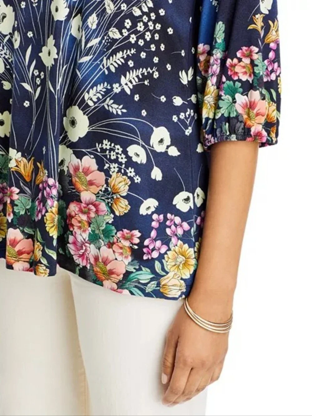 NWT Johnny Was The Janie Favorite Floral Puff Sleeve Top- Bursting SZ 1X
